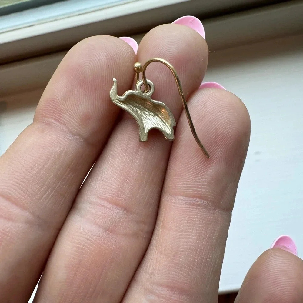 Gold-tone Minimalist Elephant Earrings - Picture 2 of 3